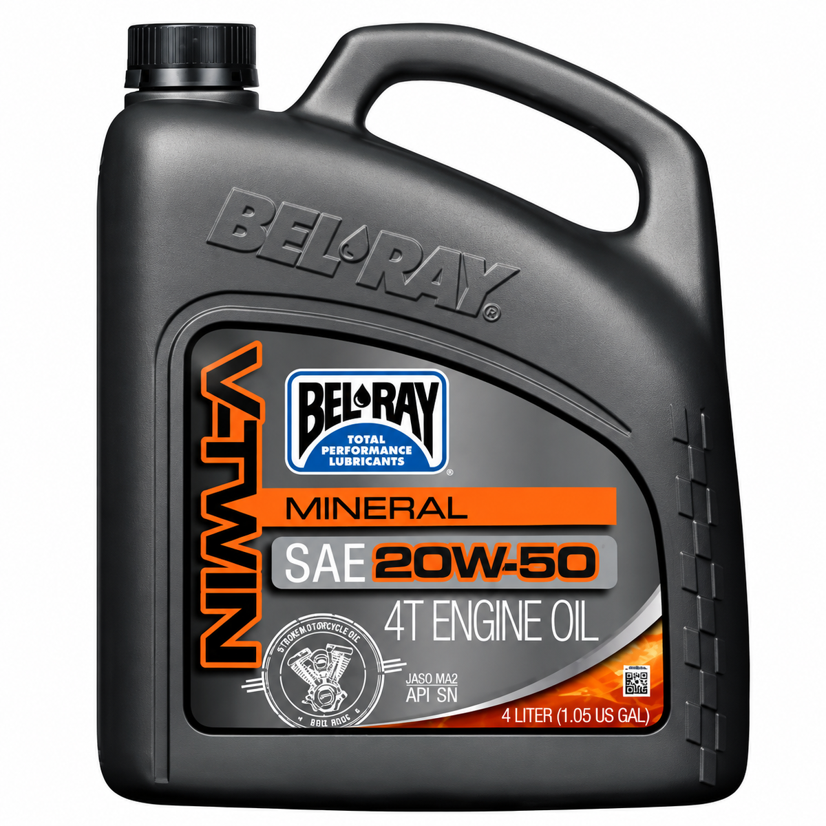 Bel-Ray V-Twin 20W50 Mineralsk Motorolie (Stor 4 Liters Dunk) (Harley evo/twin cam/v-twin motorer)