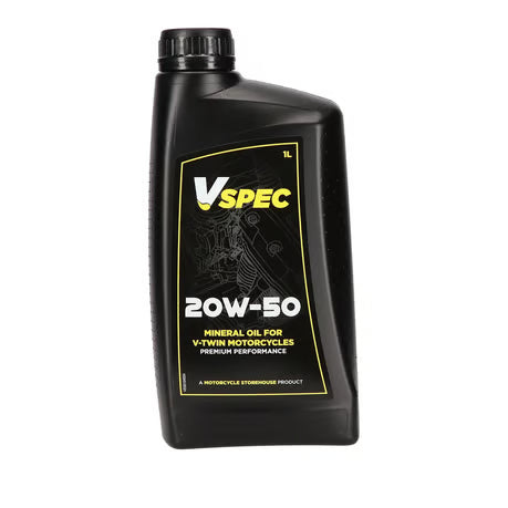 Vspec, 20W50 (mineral) motor oil. 1 liter bottle. Item No: 904502