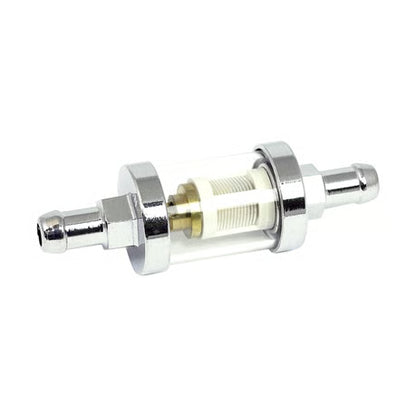 Clear-View Gennemsigtigt Benzinfilter i Krom – Universal Custom-stil til 3/8" (10mm) Slange
