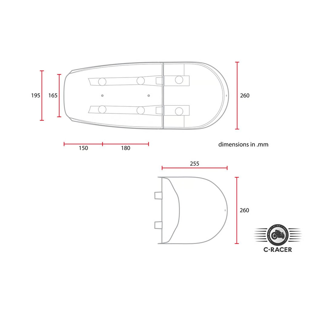 C-Racer, Multiseat Café Racer - Scrambler seat. Black Item No: 578594