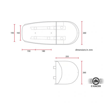 C-Racer, Multiseat Café Racer - Scrambler seat. Black Item No: 578594