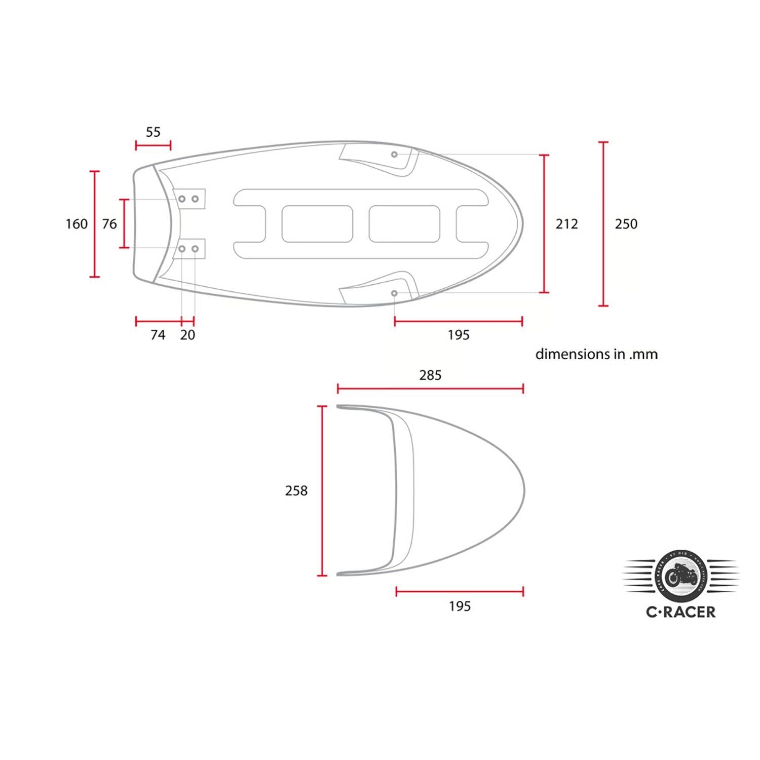 C-Racer SR400/500 Flat & Cowl seat dark brown Item No: 578644
