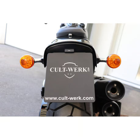 Cult-Werk, center license plate bracket. Black Item No: 586236