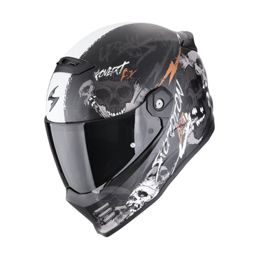 Scorpion Covert FX Skullz full-face hjelm, mat sort/grå/guld