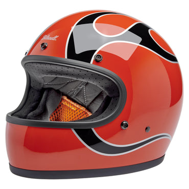 Biltwell Gringo Comp Orange Flames hjelm