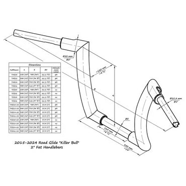 Killer Custom 2" 'Killer Bull' Fat Bar – Glanssort (12" Rise, Road King)