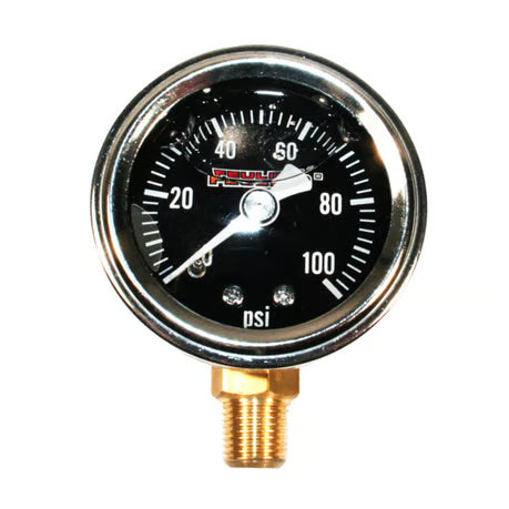 Feuling, liquid filled 100PSI oil pressure gauge. Black Item No: 707275