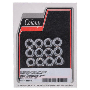 Colony flade skiver 5/16" krom, 12 stk.