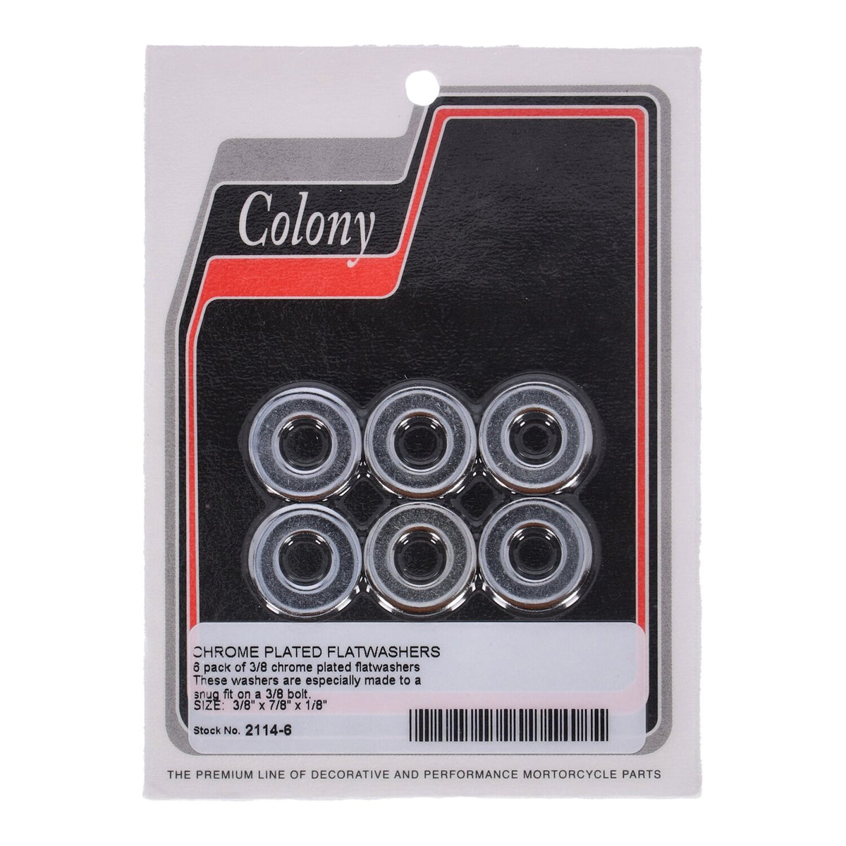Colony forkromede fladskiver 3/8", 6 stk.