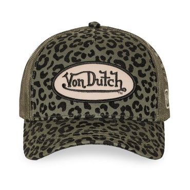 Von Dutch leopardkasket i khaki velour
