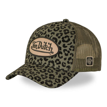 Von Dutch leopardkasket i khaki velour