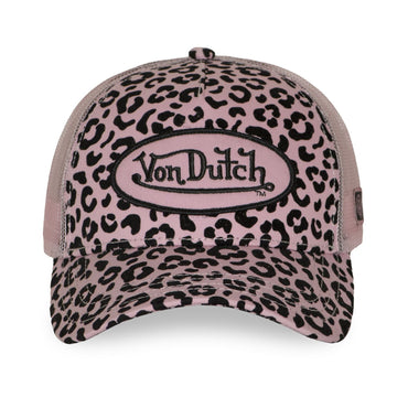 Von Dutch leopardkasket i pink velour