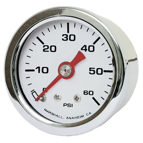 Marshall oil pressure gauge, 0-60 PSI. Stainless housing Item No: 900836