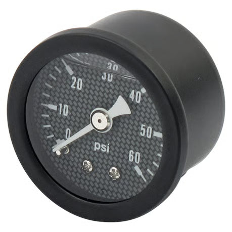 Marshall oil pressure gauge, 0-60 PSI. Black housing Item No: 901124