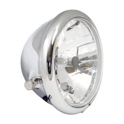 Klassisk Bates Style 5.75" H4 Forlygtehus til MC – Sidemontering (Krom)