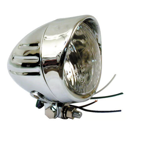 Bullet 4" H4 position light. Ribbed & visor. Chrome Item No: 901882