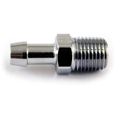 Oil line fitting, straight. 1/4" NPT to 5/16 hose. Chrome Item No: 904552