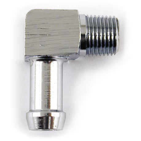 Oil line fitting, 90 degree. 1/8-27 NPT to 5/16". Chrome Item No: 904554