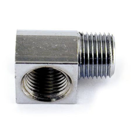 Oil fitting adapter, 90 degree. Chrome Item No: 905375