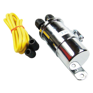 MCS rund custom tændspole, 12 V, krom