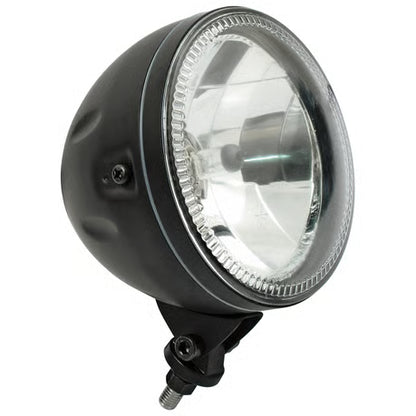 Skyline 5.75" H4 Forlygte til MC – Sort Metalhus med LED-positionsring (Bundmontering)