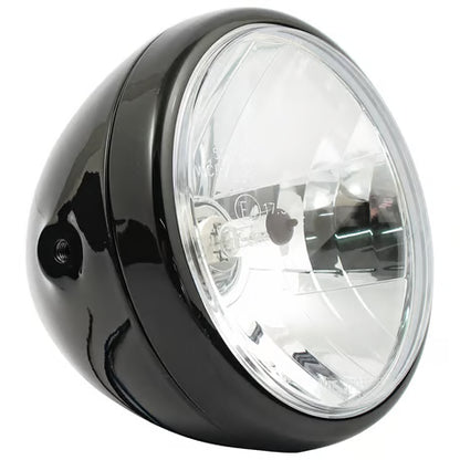 Reno 7" H4 Forlygte til MC – Glanssort uden Halo-ring (Sidemontering)