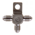 Goodridge t-fitting, with mount tab. Stainless steel Item No: 920801