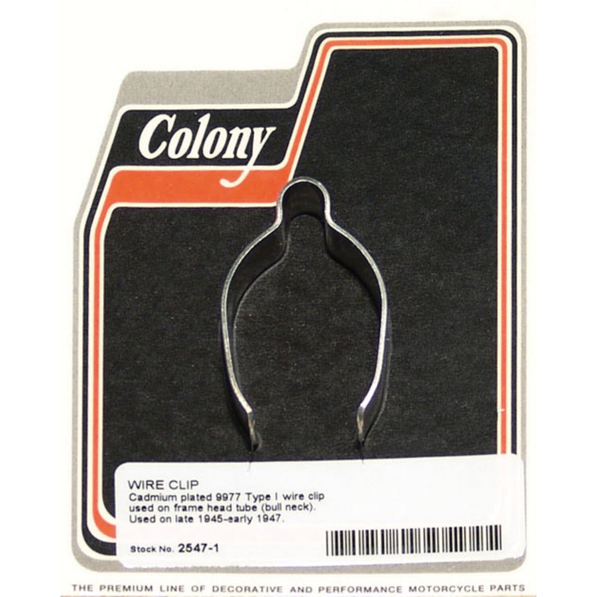 Colony ledningsclips til stellets kronrør, Type I