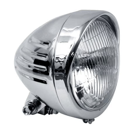 5-3/4" ribbed bullet headlamp with visor. Chrome Item No: 940041
