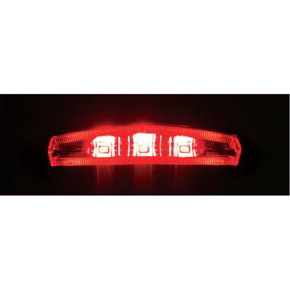 KOSO GT-01 Mini LED Baglygte til MC – Sort med Rødt Glas (12V)