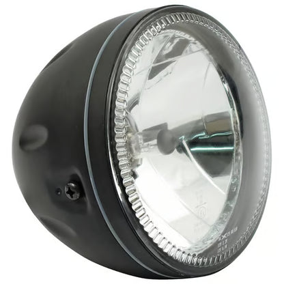 Skyline 5.75" H4 Forlygte til MC – Sort Metalhus med LED-positionsring