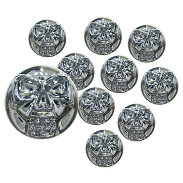 Forkromet boltdæksel med kraniemotiv, 1/4"