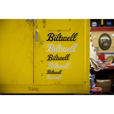 Biltwell Script-klistermærke, hvid, 12"