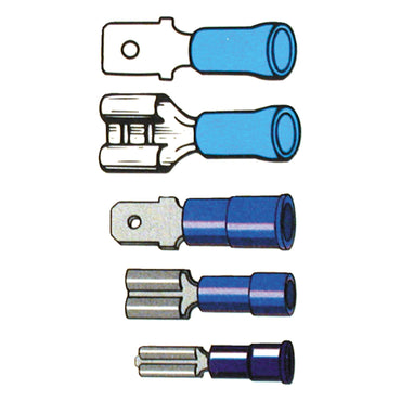 Blå uisoleret han-stikterminal 1/4″ til crimp