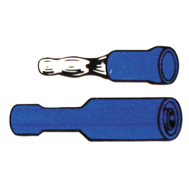Blåt han-bulletstik med PVC-isolering, 1,56"
