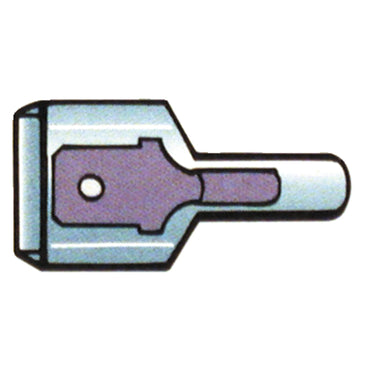 Blå fuldisoleret han-kabelsko 1/4" i nylon – 100 stk.