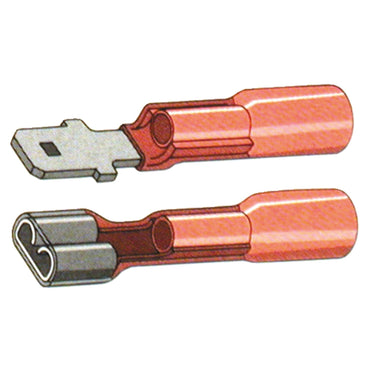 Standard selvloddende kabelterminaler, 6,35 mm, røde
