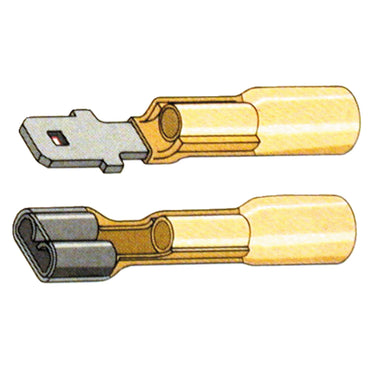 Standard isolerede han-fladstik 1/4" – gul, 25 stk.