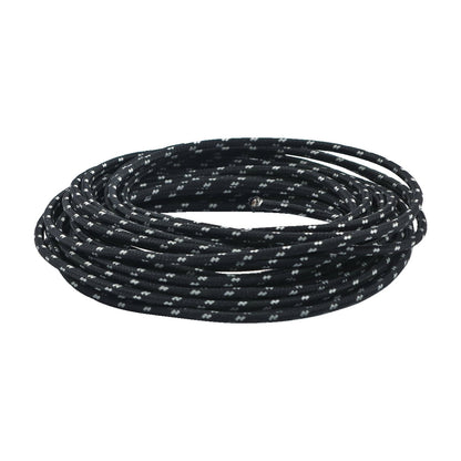 MCS stofbeklædt ledning, sort/hvid, 7,6 m