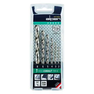 Alpen HSS-koboltbor, 6 stk., 3–8 mm
