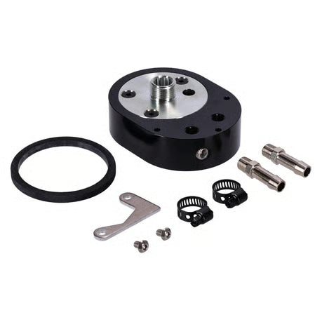 Jagg, offset oil filter adapter with VRP. Black Item No: 970733