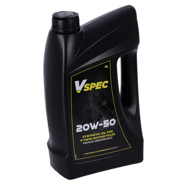 Vspec 20W50 Fuldsyntetisk Motorolie – 3-i-1 All-In-One (Stor 4 Liters Dunk) (harley Big twin/XL sportster/pan america/sportster/nighster/V-rod/street)