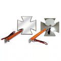 Blinklys Matese cross mirror set, with built-in turn signals. Chrome Item No: 980636