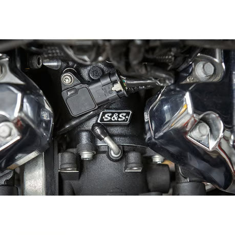 S&S, Premium M8 55mm CNC ported black manifold Item No: 984659