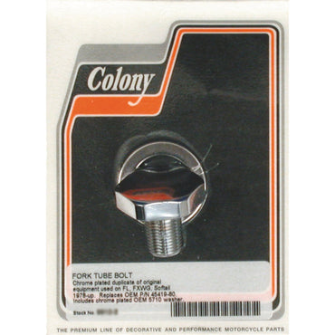 Colony fork-rør dækselbolt 41 mm, flad top, krom