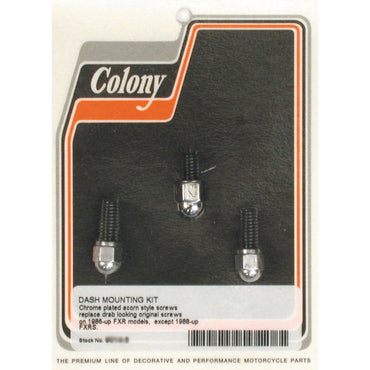 Colony monteringssæt til dash cover, Chrome Acorn