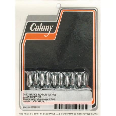 Colony, front brake rotor bolt kit. Chrome Item No: 989931