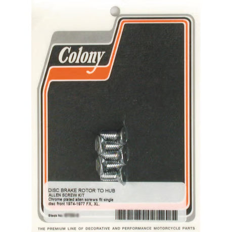 Colony, front brake rotor bolt kit. Chrome Item No: 989932