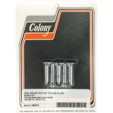 Colony, front brake rotor bolt kit. Chrome allen Item No: 989933