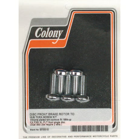Colony, front brake rotor bolt kit. Chrome Item No: 989937